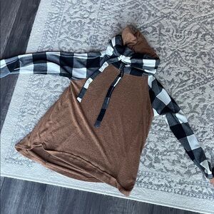 My Story Brown and Black Plaid Hoodie Top